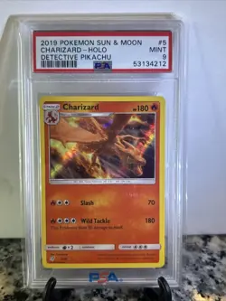 Pokemon TCG Charizard Holo Rare Card 5/18 SM Detective Pikachu PSA 9 Mint - Image 1