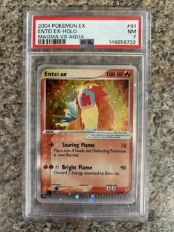 Pokemon TCG Entei EX 91 Holo PSA 7 NM Team Aqua Vs Magma 2004 Card Near Mint - Image 1