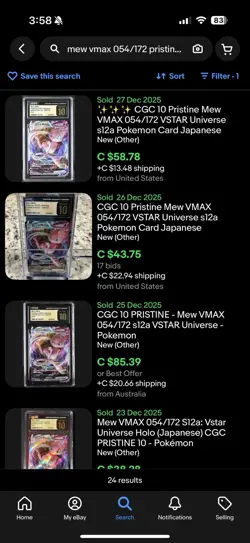 CGC 10 Pristine Mew VMAX 054/172 VSTAR Universe s12a Pokemon Card Japanese A18 - Image 3