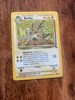Pokemon TCG Raichu Fossil Holo Rare Card 14/62 Unlimited - Image 1