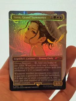 1X FOIL Yuna, Grand Summoner BORDERLESS PROMO NM MTG Magic Final Fantasy EDH - Image 1