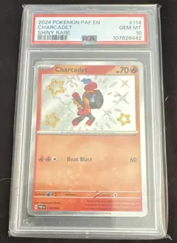 Pokemon Charcadet 114/091 SV: Paldean Fates Shiny Rare Holo PSA 10 - Image 1