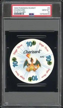 1999 POKEMON RUMMY CHARIZARD 10 OF CLUBS PSA 10 - Image 1