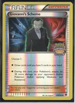 Pokemon Giovanni's Scheme 138/162 Regional Championships STAFF Promo Holofoil LP - Image 1