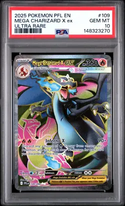 PSA 10 MEGA CHARIZARD X EX 109/094 ULTRA RARE PHANTASMAL FLAMES POKEMON 🔥 - Image 1