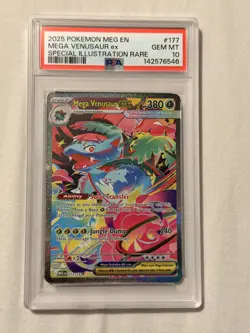2025 Pokemon EN Mega Evolution Mega Venusaur EX #177 PSA 10 SIR - Image 1