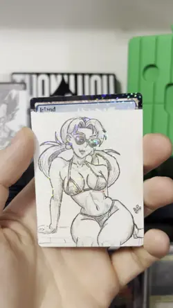 Anime Girl Island - Altered Art Hand Painted MTG Magic the Gathering - Image 2