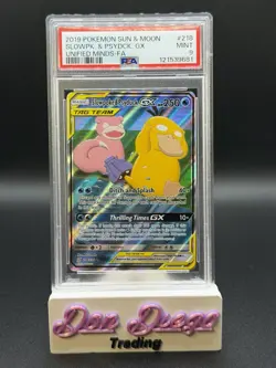 2019 Pokemon Unified Minds #218 Slowpoke & Psyduck GX Holo PSA 9 - Image 1