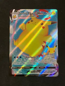 Pokemon Surfing Pikachu VMAX Ultra Rare Celebrations 009/025 NM - Image 1