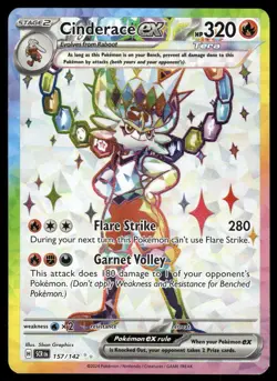 Pokemon TCG Stellar Crown #157/142 Cinderace EX NM - Image 1