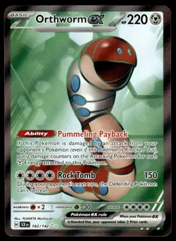 Pokemon TCG SV07: Stellar Crown #162/142 Orthworm ex NM - Image 1