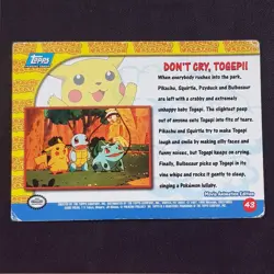 1998 Topps Pokemon Pikachu's Vacation #43 Don't Cry, Togepi!⭐VERY GOOD⭐ - Image 2