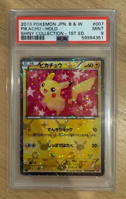 2013 Pokemon B&W Pikachu Shiny Collection 1st Edition Holo #007 PSA 9 Mint - Image 1