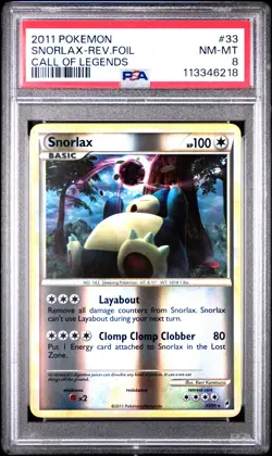 2011 POKEMON CALL OF LEGENDS SNORLAX #33 REVERSE PSA 8 NM #113346218 - Image 1
