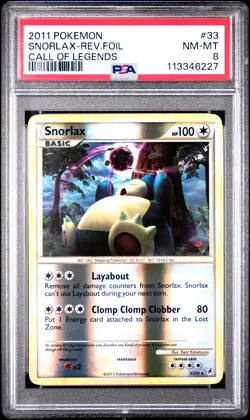 2011 POKEMON CALL OF LEGENDS SNORLAX #33 REVERSE PSA 8 NM #113346227 - Image 1