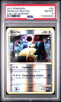 2011 POKEMON CALL OF LEGENDS SNORLAX #33 REVERSE PSA 8 NM #113346234 - Image 1