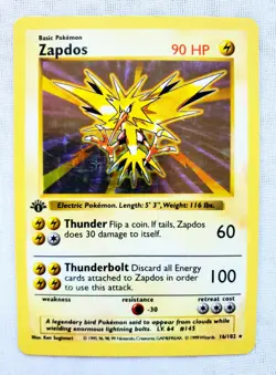 1999 POKEMON 1ST EDITION BASE SET HOLO ZAPDOS #16 16/102 WOTC VTG First Edition! - Image 1