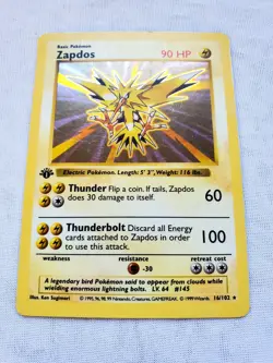 1999 POKEMON 1ST EDITION BASE SET HOLO ZAPDOS #16 16/102 WOTC VTG First Edition! - Image 5