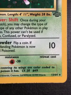 Pokemon TCG Venomoth Jungle 13/64 Holo Rare 70 HP Unlimited 1999 Wizards - Image 5
