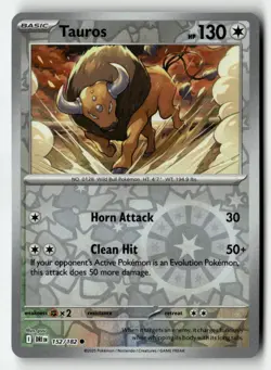 Tauros 152/182 Common Destined Rivals Pokemon Reverse Holo Near Mint - Image 1