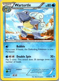 Pokemon TCG Wartortle 15/101 Plasma Blast LP - Image 1