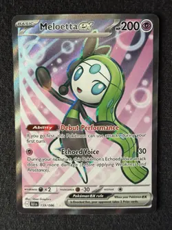 2025 Pokemon MELOETTA EX #159/086 Full Art Holo - Black Bolt - Near Mint - Image 1