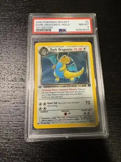 Dark Dragonite Pokemon Team Rocket 5/82 1st Edition Holo PSA 8 - Image 1