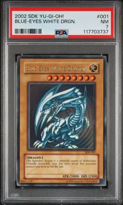 2002 YU-GI-OH! STARTER DECK: KAIBA #001 BLUE-EYES WHITE DRAGON PSA 7 - Image 1