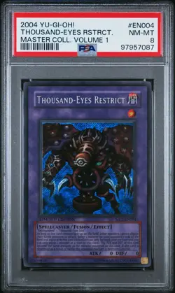 YUGIOH PSA 8 2004 Thousand Eyes Restrict MC1-EN004 Secret Rare - Image 1