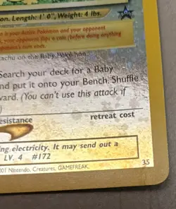 Pokemon Pichu Reverse Holo Black Star Promo Card #35 WOTC LP - Image 2