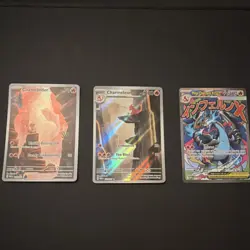 Pokemon MEW Set Charmander Charmeleon Mega Charizard X EX Holo Card Lot (3) - Image 1