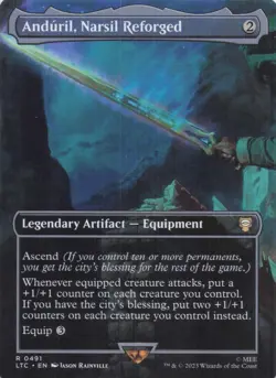 Anduril, Narsil Reforged (Borderless) Lord of the Rings Rare Regular #491 NM MTG - Image 1