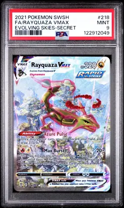 Pokemon Rayquaza VMAX Alt Art Holo Ultra Rare Card Evolving Skies 218 PSA 9 - Image 1