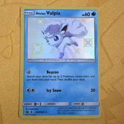 Pokemon Alolan Vulpix SV8/SV94 - Hidden Fates Shiny Vault Shiny Holo Rare - Image 1