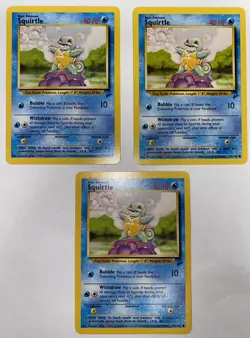 Lot of 3 Vintage 2000 Pokemon TCG Base Set 2 Squirtle LP 93/130 - Image 1