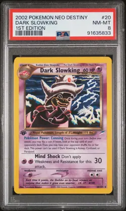 2002 Pokemon Neo Destiny Dark Slowking 1st Edition PSA 8 - Image 1