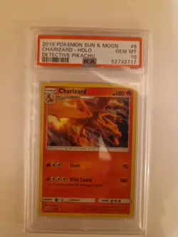Pokemon SM Detective Pikachu Charizard Holo 5/18 PSA 10 2019 Sun And Moon - Image 1
