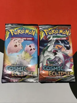 Pokemon Sun & Moon TCG Cosmic Eclipse Sealed Booster Pack Lot(2) - Image 1