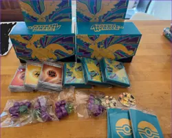 Lot of Empty Pokemon ETB Boxes Paldean Fates Ascended Heroes sleeves dice coins - Image 2