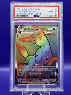 Umbreon VMAX (Secret) 214/203 SWSH07: Evolving Skies Pokemon PSA 10 - Image 1