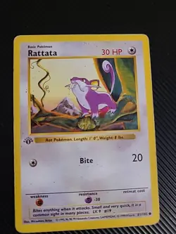Rattata 61/102 - Pokemon Base Set 1st Edition Shadowless WOTC Vintage LP/MP - Image 1
