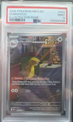 2025 POKEMON MEG EN-MEGA EVOLUTION ILLUSTRATION RARE #153 GUMSHOOS PSA 9 - Image 1