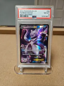 2012 POKEMON BLACK & WHITE NEXT DESTINIES #98 FULL ART/MEWTWO EX PSA 8 - Image 1