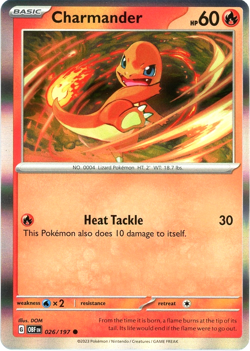 Charmander Holo Rare - 026/197 - Obsidian Flames - Pokemon NM English - Image 1