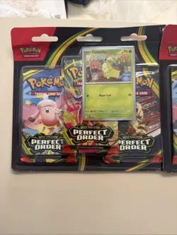 Lot Of 2 3-Pack Blister (Chikorita) Perfect Order ME03 Pokemon TCG In Hand - Image 2