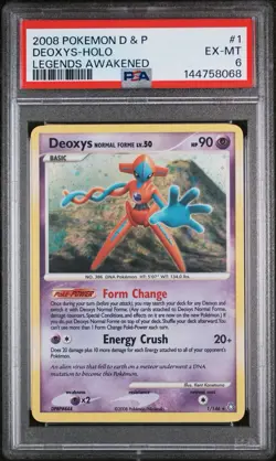 2008 POKEMON DIAMOND & PEARL LEGENDS AWAKENED #1 DEOXYS HOLO PSA 6 - Image 1
