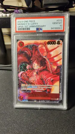 Namco 2023 One Piece CCG Monkey D. Luffy ST01-012 Alt Art Foil Super Rare PSA 10 - Image 1