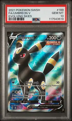 2021 POKEMON SWORD & SHIELD EVOLVING SKIES #188 FULL ART/UMBREON V PSA 10 - Image 1