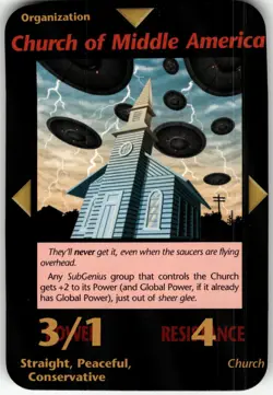 Church of Middle America SubGenius Card INWO Illuminati New Word Order Game - Image 1