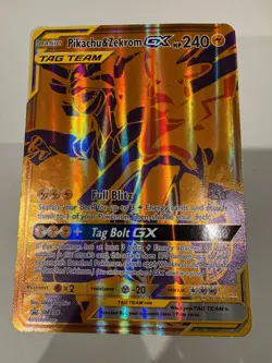 Pokemon Pikachu & Zekrom GX TCG Sun & Moon SM248 JUMBO Holo Gold Promo Card - Image 1